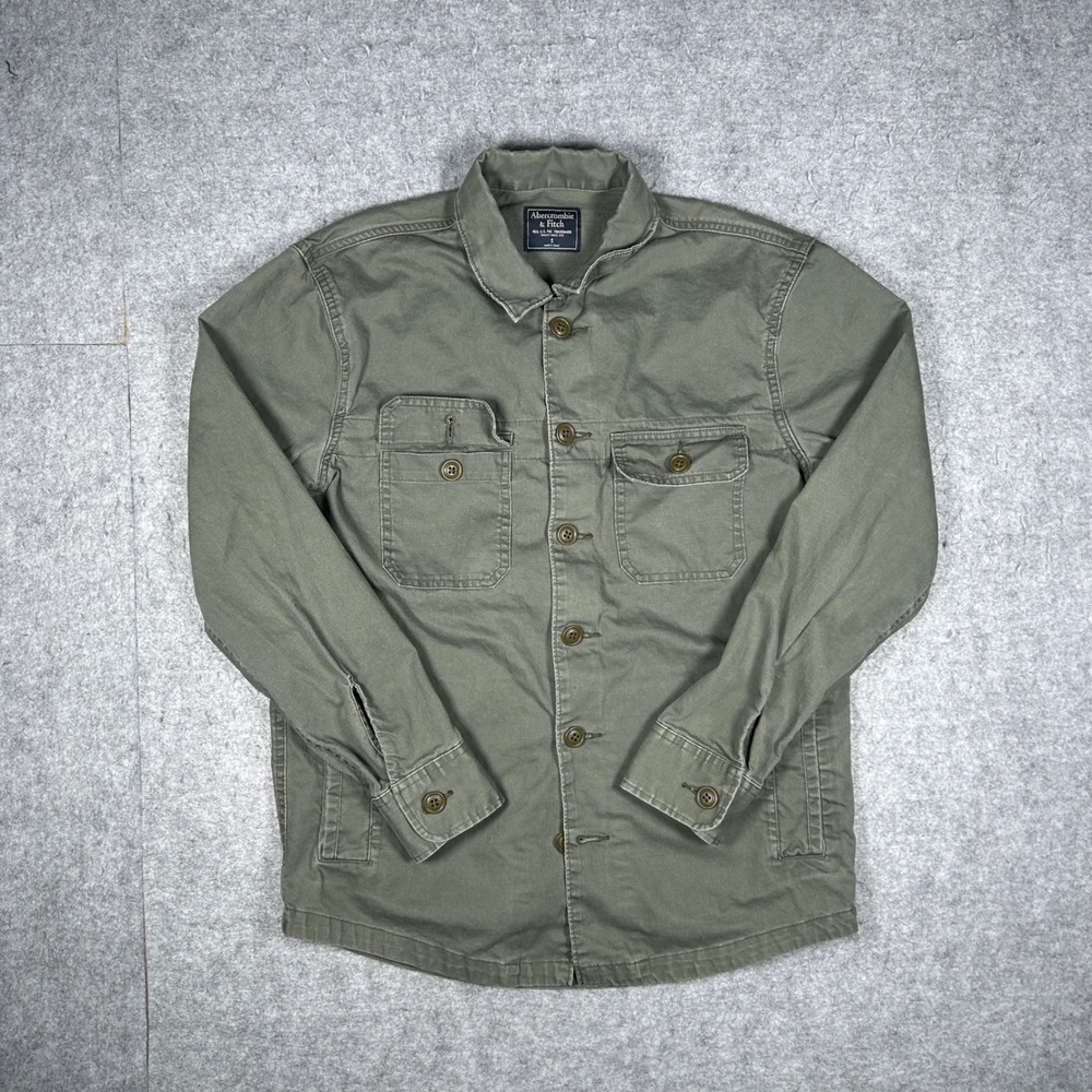 Abercrombie & Fitch Shirt Jacket Mens Small Green Military Workwear Shacket